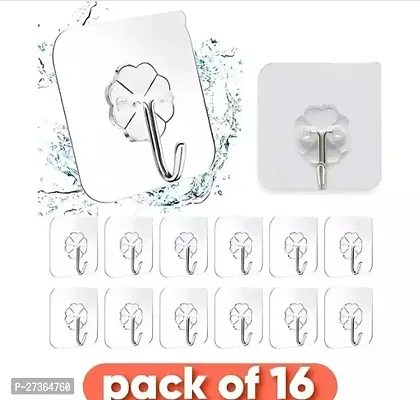 Self Adhesive Wall Hooks, Heavy Duty Sticky Hooks for Hanging, Waterproof Transparent Hooks for Wall, Wall Hangers for Hanging(pack of 16)