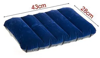 Chancy Velvet Travel Air Inflatable Pillow Soft Comfortable Sleeping for Family Ultra Thin and Lightweight Tourist Pillow Cushion Bag Backpacking (Blue)-thumb2