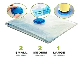 CHANCY Vacuum Storage Reusable Zip lock SPACE Saver Compression Bags For clothes- Vagitables etc. (Pack of 4 bags) 2 Small (40 cm x 60 cm), 2 Medium (50 cm x 70 cm)-thumb4