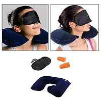 CHANCY (3 in 1) Eye MASK Silk, Super Smooth Sleep Mask with Adjustable Strap(Black), Ear Bud. and Neck Pillow to Support Your Head, Travel Kit Set (Multi Color) + Free Handsfree Pouch-thumb1