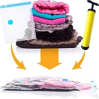 CHANCY Vacuum Storage Reusable Zip lock SPACE Saver Compression Bags For clothes- Vagitables etc. (Pack of 4 bags) 2 Small (40 cm x 60 cm), 2 Medium (50 cm x 70 cm)-thumb1