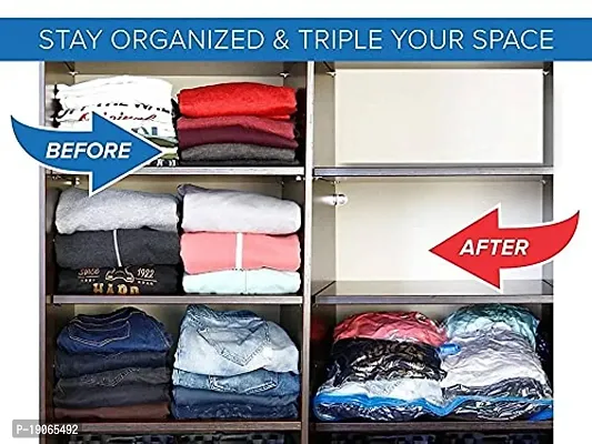 CHANCY Vacuum Storage Reusable Zip lock SPACE Saver Compression Bags For clothes- Vagitables etc. (Pack of 4 bags) 2 Small (40 cm x 60 cm), 2 Medium (50 cm x 70 cm)-thumb3