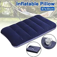 Chancy Velvet Travel Air Inflatable Pillow Soft Comfortable Sleeping for Family Ultra Thin and Lightweight Tourist Pillow Cushion Bag Backpacking (Blue)-thumb3