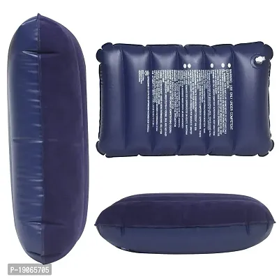 Chancy Velvet Travel Air Inflatable Pillow Soft Comfortable Sleeping for Family Ultra Thin and Lightweight Tourist Pillow Cushion Bag Backpacking (Blue)-thumb0