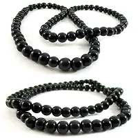Maalgodam Black Glass Beads Mala Or Stretchable Bracelets for Men and Women-Pack of 2-thumb2