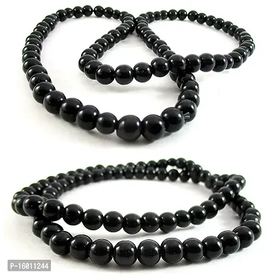 Maalgodam Black Glass Beads Mala Or Stretchable Bracelets for Men and Women-Pack of 2-thumb3