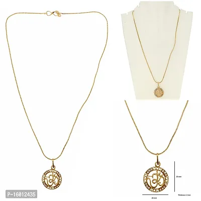 Maalgodam Designer Gold Plated OM Locket with 22 inches Brass Chain For Men's  Women's-thumb3
