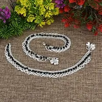 Indian Traditional Ethnic Fancy Silver Plated Black color Wedding stylish Anklet Pajeb Painjan Payal for Women  Girls-thumb2
