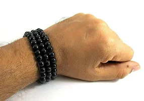 Maalgodam Black Glass Beads Mala Or Stretchable Bracelets for Men and Women-Pack of 2-thumb1