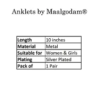 Women and Girls Silver Plated Metal Payal Anklets Indian Traditional Ethnic Fashion Foot Jewellery, Pack of 2 Pair-thumb4