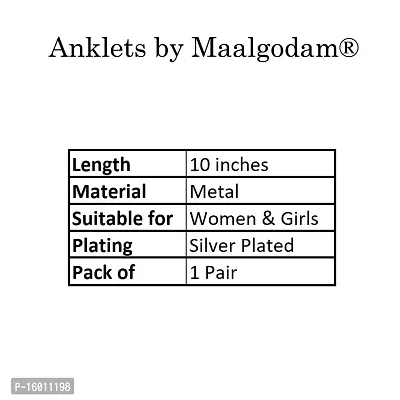 Women and Girls Silver Plated Metal Payal Anklets Indian Traditional Ethnic Fashion Foot Jewellery, Pack of 2 Pair-thumb5