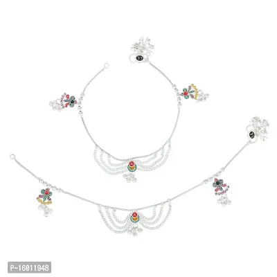 Fancy Designer Silver Plated White Metal Payal Anklets for Girls and Women
