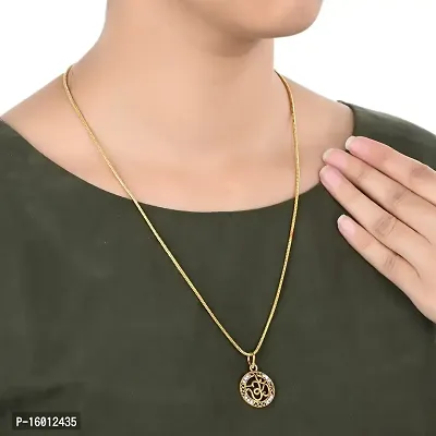 Maalgodam Designer Gold Plated OM Locket with 22 inches Brass Chain For Men's  Women's-thumb2