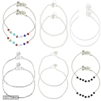 Maalgodam Stunning Beaded Anklets - Pack of 6 Pair of Different Anklets