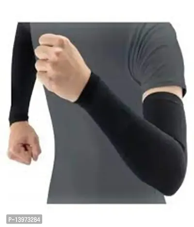 Arm Sleeves, for Men and Women (Black, Free Size)-thumb3