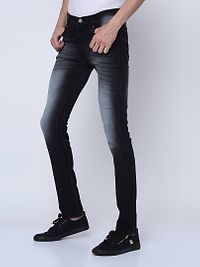 Men's Western Wear Grey Whisker Denim Low Rise Jeans-thumb1