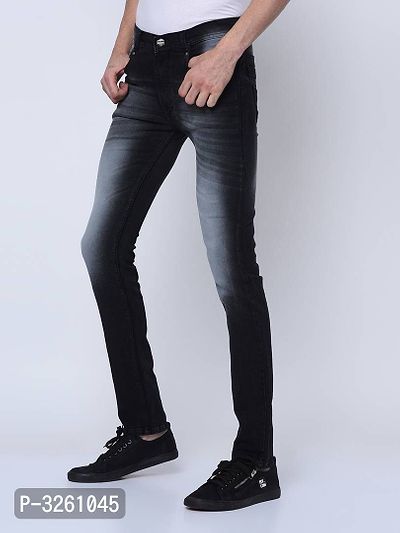 Men's Western Wear Grey Whisker Denim Low Rise Jeans-thumb2