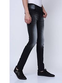 Men's Western Wear Grey Whisker Denim Low Rise Jeans-thumb2