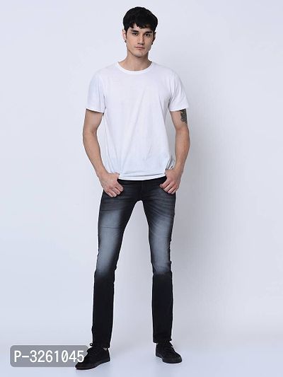 Men's Western Wear Grey Whisker Denim Low Rise Jeans-thumb5
