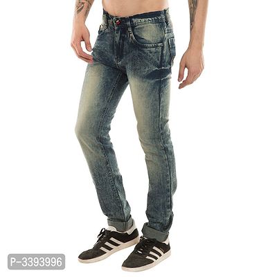 Men's Grey Denim Faded Slim Fit Jeans-thumb2