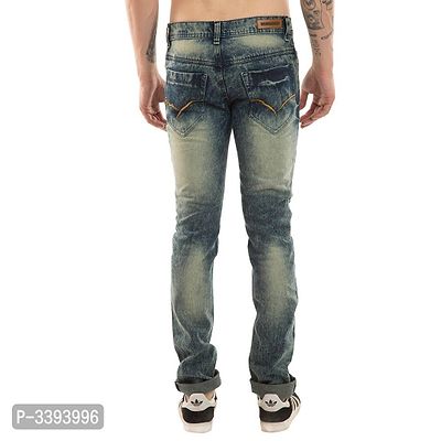 Men's Grey Denim Faded Slim Fit Jeans-thumb4