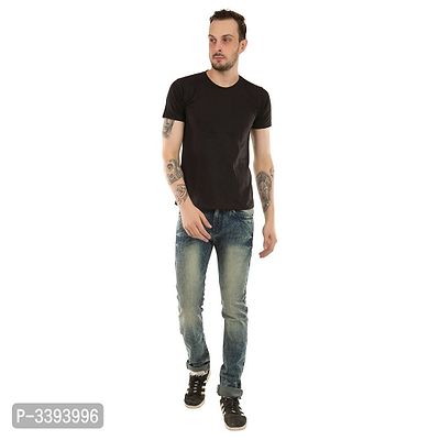 Men's Grey Denim Faded Slim Fit Jeans-thumb5