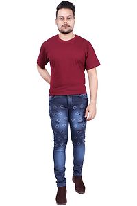 Stylish Blue Distressed Denim Cotton Strechable Jeans For Men-thumb2