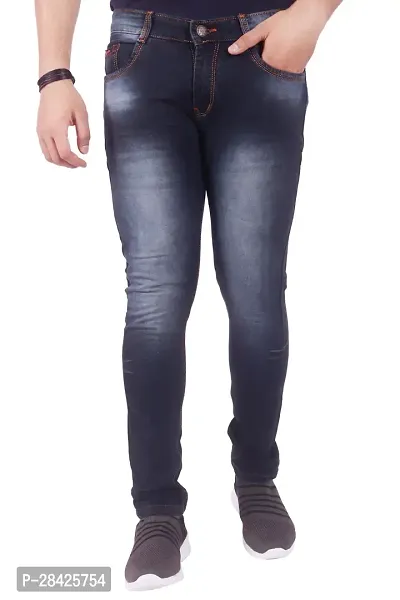 Stylish Black Stretchable Denim Jeans For Men-thumb0