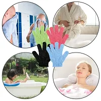 VOIISH 2 Pair Body Gloves Bath Scrub Wash Skin Sponge Towel Dead Skin Brush Scrub-thumb1