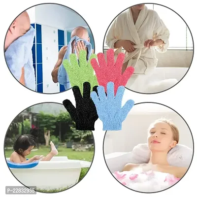 VOIISH 2 Pair Body Gloves Bath Scrub Wash Skin Sponge Towel Dead Skin Brush Scrub-thumb2