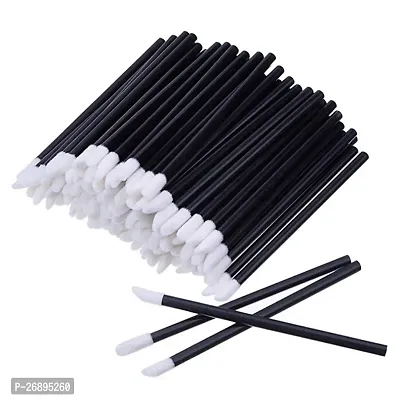 VOIISH Make Up Disposable Lip Brush/Lipstick Lip Gloss Wands/Eyeshadow Brushes Applicator Tool Makeup Beauty Tool Kits Travel Friendly (Black, Pack of 50pcs)