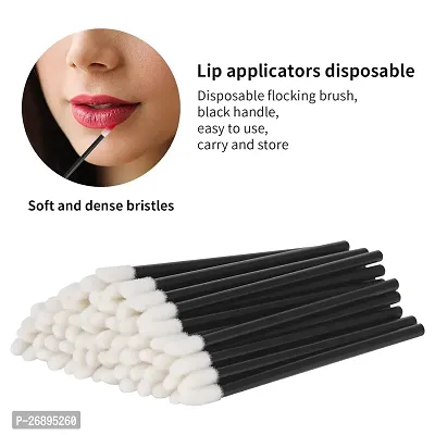 VOIISH Make Up Disposable Lip Brush/Lipstick Lip Gloss Wands/Eyeshadow Brushes Applicator Tool Makeup Beauty Tool Kits Travel Friendly (Black, Pack of 50pcs)-thumb4