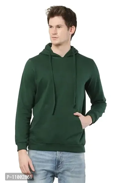 AMEYS ALMUDA Men's Cotton Hooded Neck Hoodies (Color: Green)