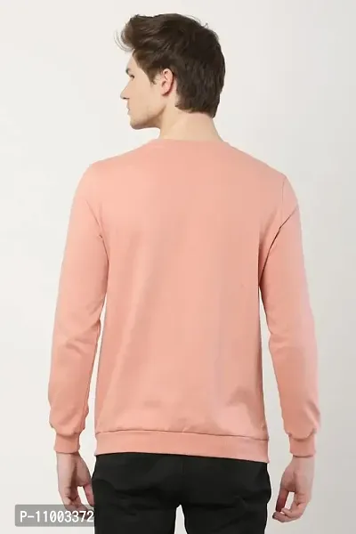 AMEYS ALMUDA Fleece Round Neck Solid Sweatshirt for Men (Peach)-thumb5