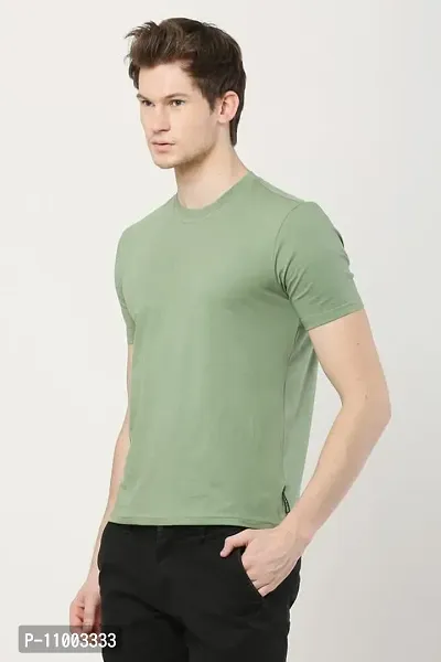 AMEYS ALMUDA Men's Cotton Fabric Printed Regular Fit T-Shirts - Solid Printed Halfsleeve Round Neck T-Shirts (M, Olive Green)-thumb5