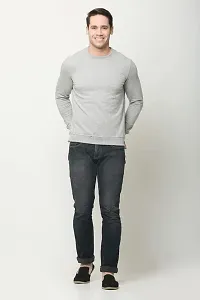 AMEYS ALMUDA Fleece Round Neck Solid Sweatshirt for Men (Light Grey)-thumb3