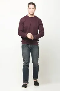 AMEYS ALMUDA Fleece Round Neck Solid Sweatshirt for Men (Purple)-thumb1