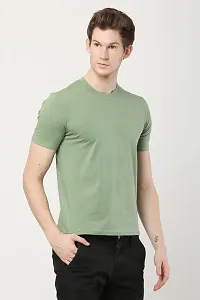 AMEYS ALMUDA Men's Cotton Fabric Printed Regular Fit T-Shirts - Solid Printed Halfsleeve Round Neck T-Shirts (M, Olive Green)-thumb3