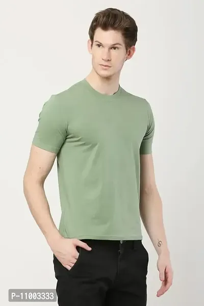 AMEYS ALMUDA Men's Cotton Fabric Printed Regular Fit T-Shirts - Solid Printed Halfsleeve Round Neck T-Shirts (M, Olive Green)-thumb4