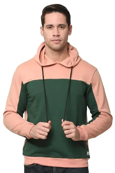 AMEYS ALMUDA Men's Hooded Neck Hoodies (Color: and Green)