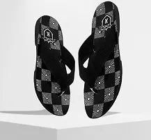 Trendy Black Canvas Printed Slipper For Men-thumb1