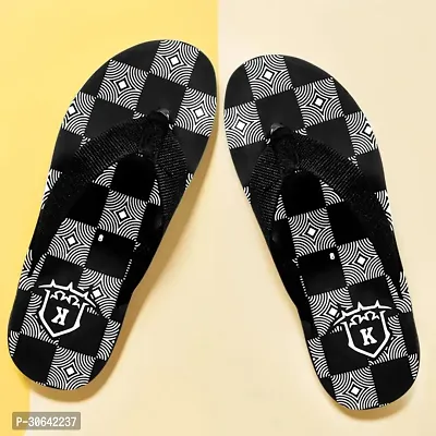 Trendy Black Canvas Printed Slipper For Men-thumb0