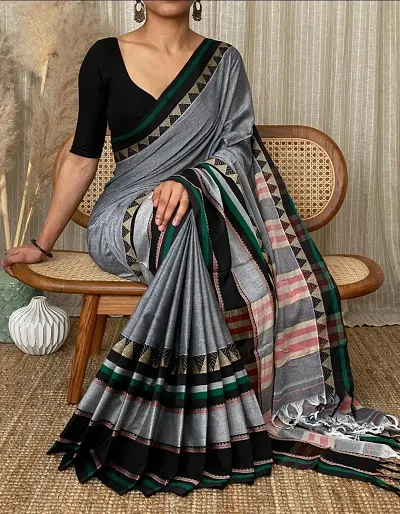 Phulia Khadi Cotton Woven Design Saree with Blouse piece