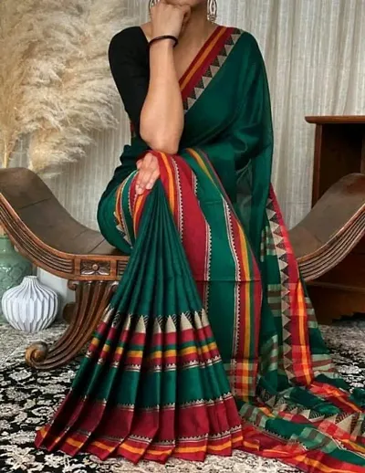 Phulia Khadi Cotton Woven Design Saree with Blouse piece