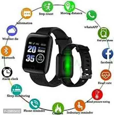 ID116 Smart Watch for Womens, Bluetooth Smartwatch Touch Screen Bluetooth Smart Watches for Android iOS Phones  Strap Colour : Black  Strap Material : Silicon  Net Quantity (N) : 1  1.3 inch large scr-thumb0