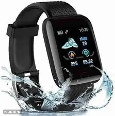 ID116 Smart Watch for Womens, Bluetooth Smartwatch Touch Screen Bluetooth Smart Watches for Android iOS Phones  Strap Colour : Black  Strap Material : Silicon  Net Quantity (N) : 1  1.3 inch large scr-thumb0