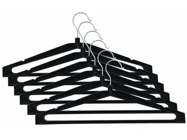 SKV Traders Multipurpose Plastic Cloth Hangers Wardrobe Storage Organizer Rack Hanger Black (Pack of 12)