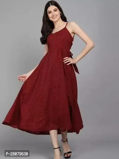 Designer Maroon Cotton Solid Dresses For Women-thumb0