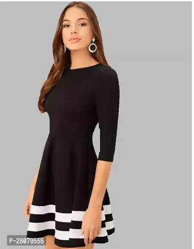 Designer Black Cotton Blend Solid Dresses For Women