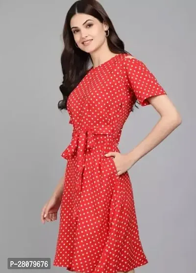 Designer Red Crepe Printed Dresses For Women-thumb0